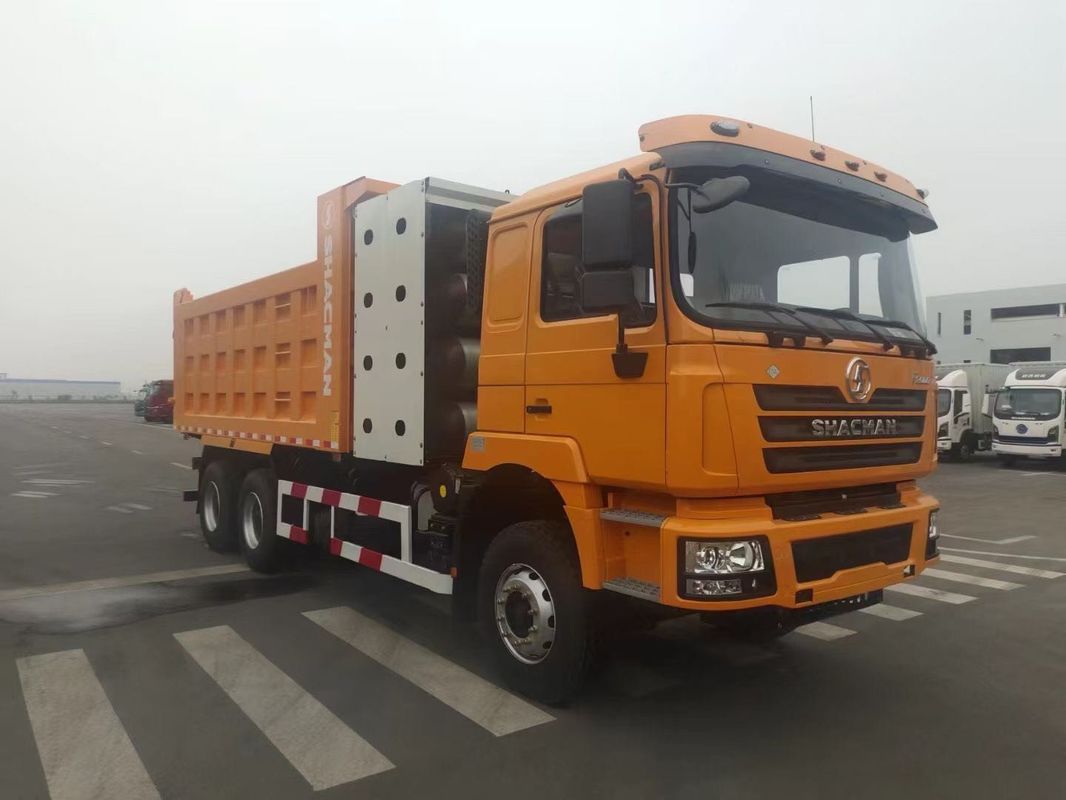 CNG Heavy Dump Truck SHACMAN F3000 8x4 Tipper Truck 380hp EuroV Yellow